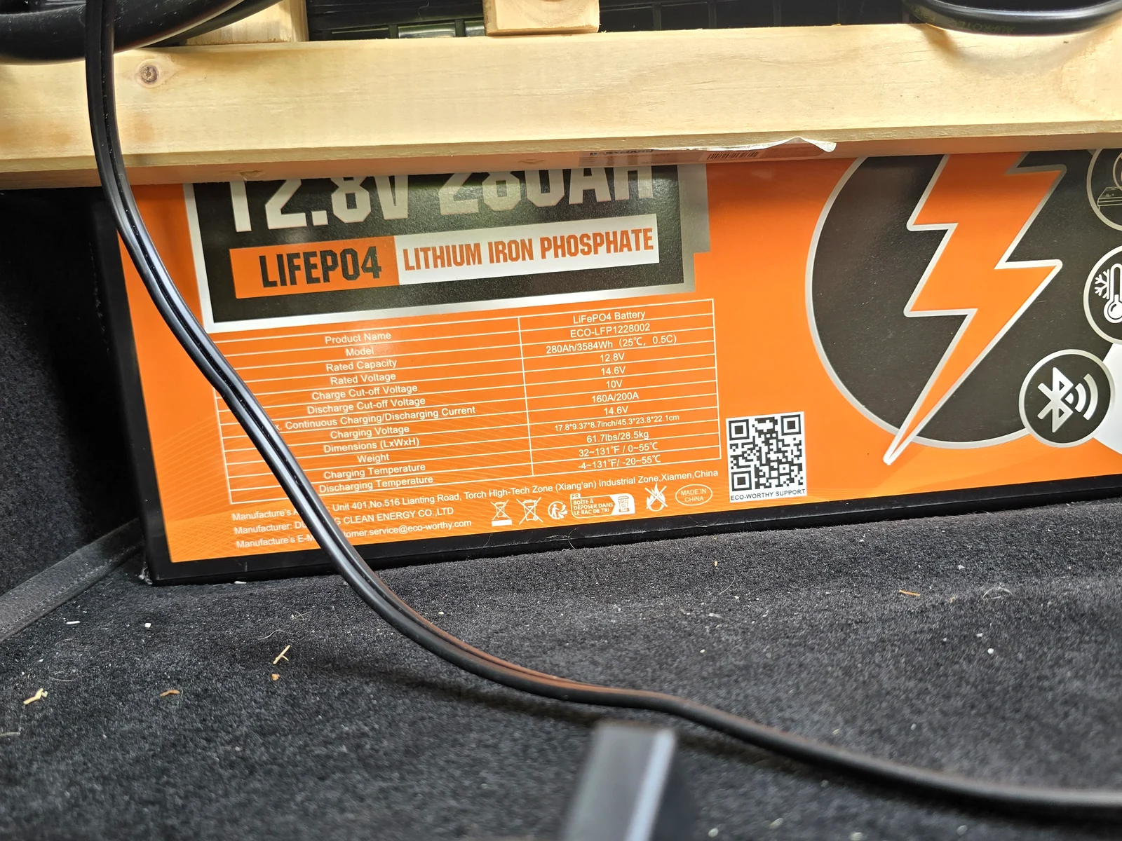Eco-Worthy 12,8-V-280-Ah-LiFePO4 in meinem Defender