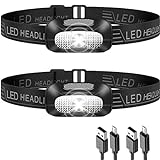 NREDXOON Stirnlampe LED Wiederaufladbar Superleicht kopflampe stirnlampen aufladbar Mit Warnlicht 5 Modi Wasserdicht USB C stirnleuchte Perfekt zum Camping Angeln Laufen Joggen Wandern Radfahren